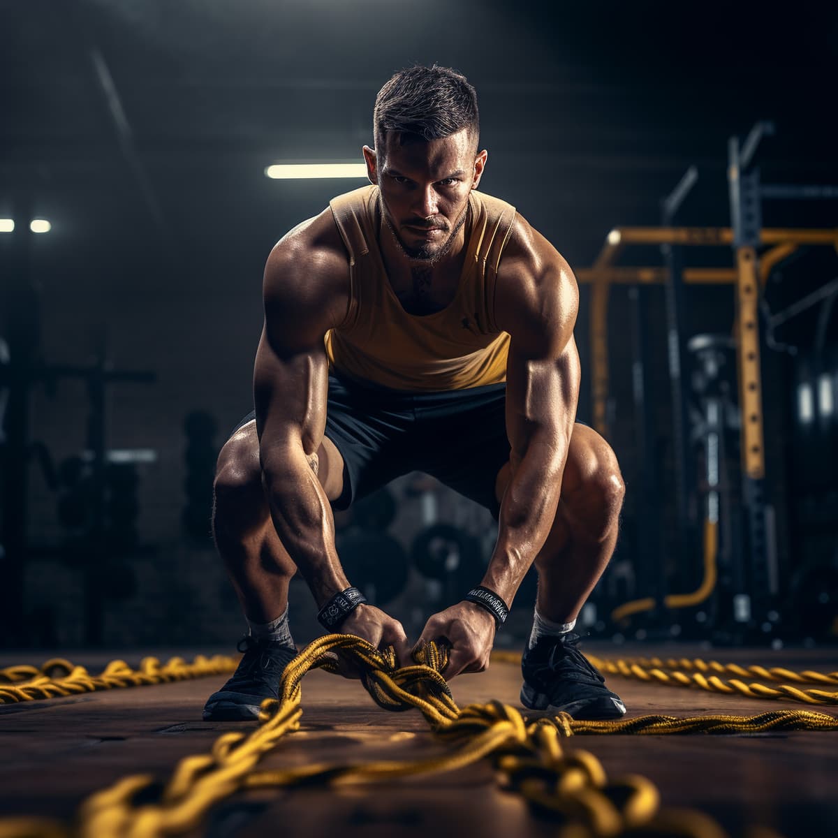 Pessoa realizando treino intenso de musculação na MyGym com equipamentos modernos